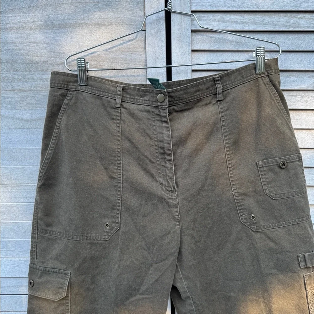 Lauren Ralph Lauren Olive Cargo Capri Pants Size 14 Utility Safari Cropped